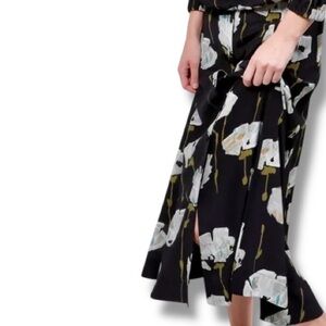 Lafayette 148 New York Resort 2017 Collection Black Floral Silk Button-Up Skirt